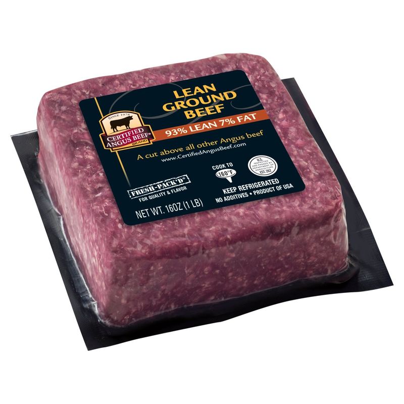 Certified Angus Beef 93% Lean 7% Fat Lean Ground Beef, 16 oz
