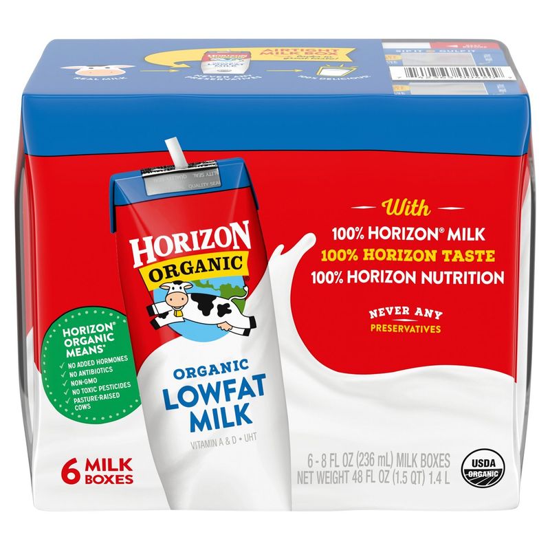 Horizon Organic Organic Lowfat Milk, 8 fl oz, 6 count