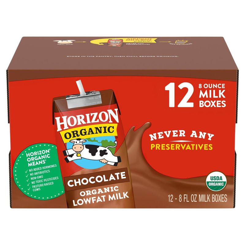 Horizon Chocolate Organic Lowfat Milk, 8 fl oz, 12 count
