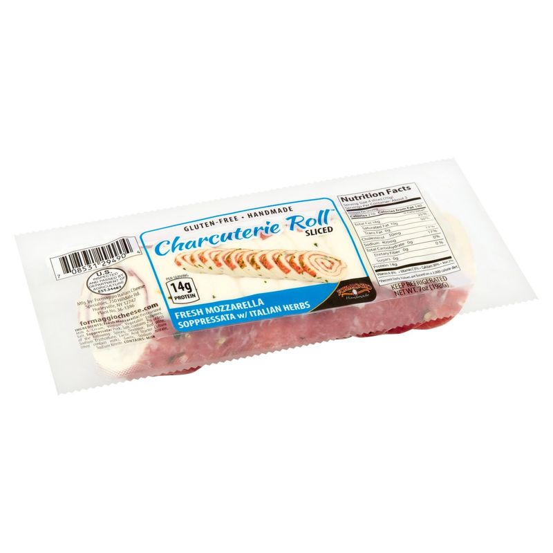 Formaggio Sliced Fresh Mozzarella Soppressata w/ Italian Herbs Charcuterie Roll, 7 oz