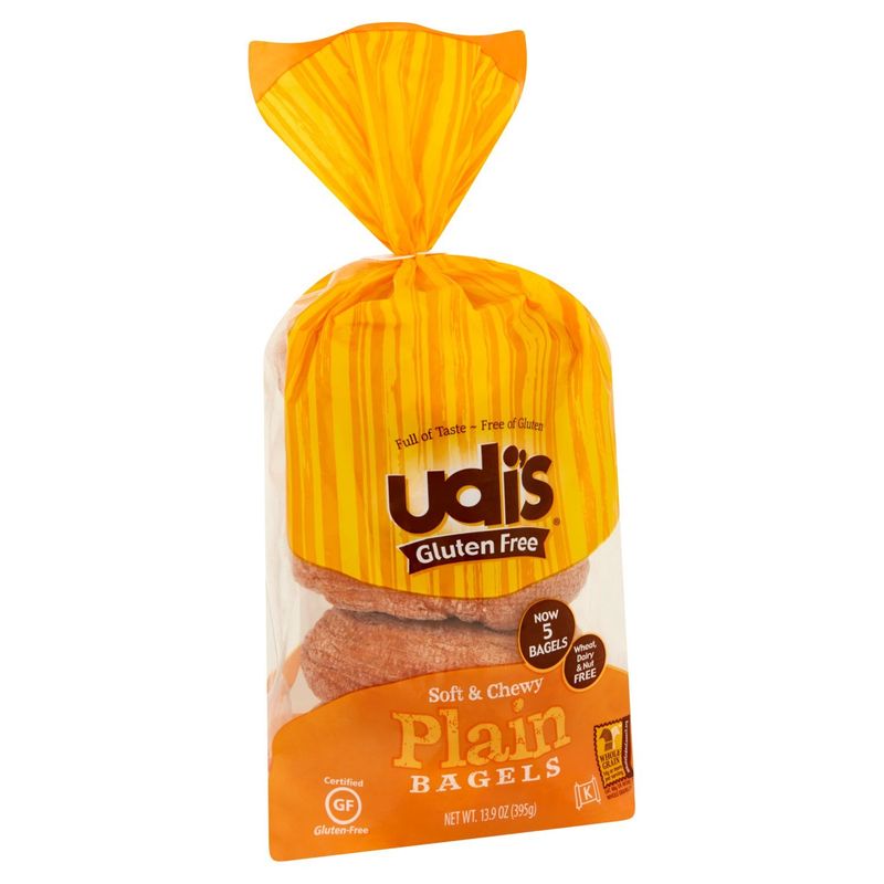 Udi's Gluten Free Soft &amp; Chewy Plain Bagels, 5 count, 13.9 oz