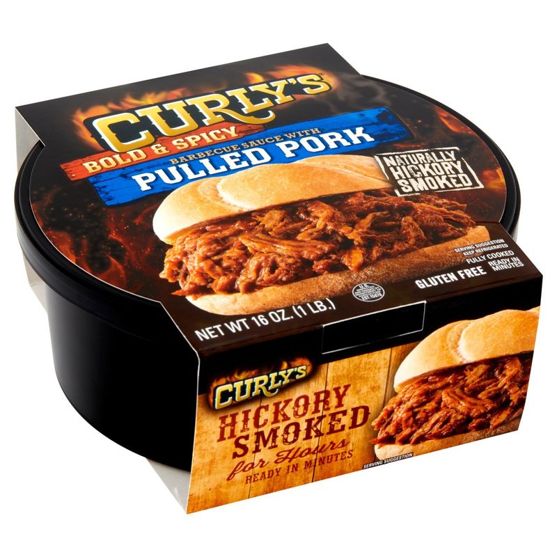 Curly's Bold &amp; Spicy Barbecue Sauce with Pulled Pork, 16 oz