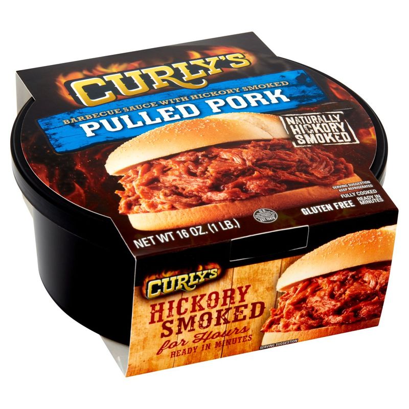 Curly's Barbecue Sauce with Hickory Smoked Pulled Pork, 16 oz
