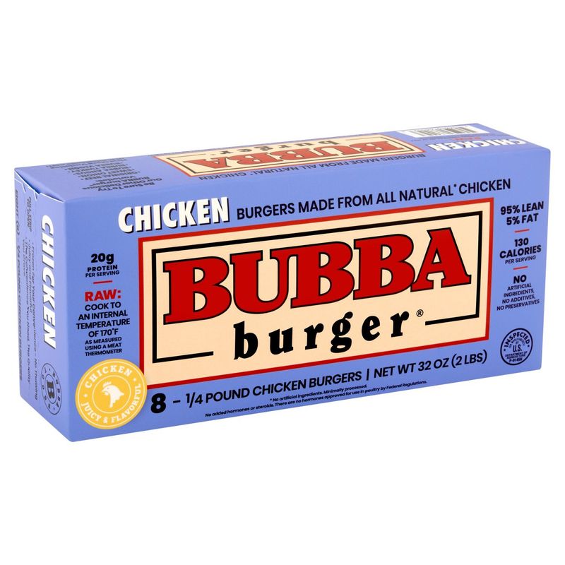 Bubba Burger Chicken Burgers, 1/4 pound, 8 count