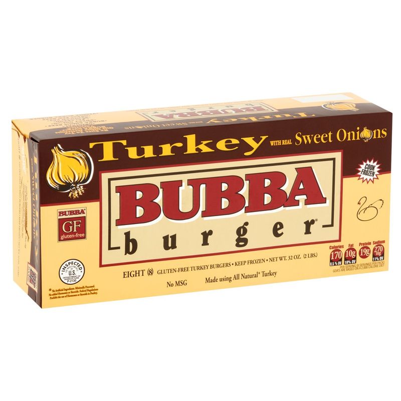 Bubba Burger Sweet Onions Gluten-Free Turkey Burgers, 8 count, 32 oz