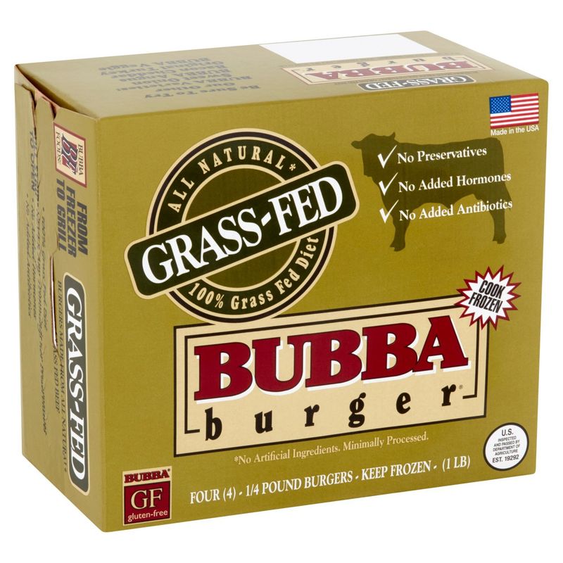 Bubba Burger Grass-Fed Burgers, 1/4 lb, 4 count