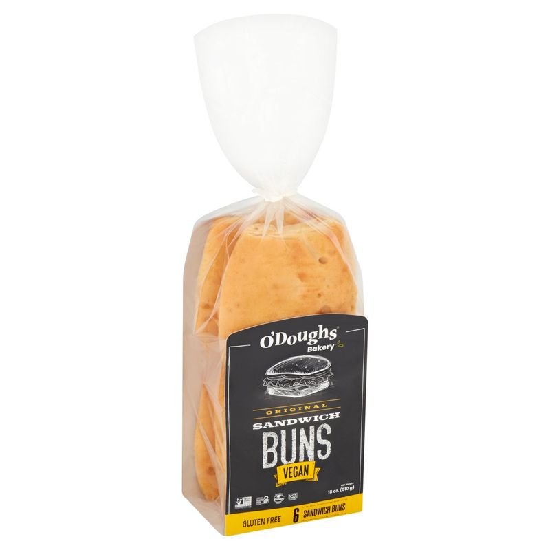 O'Doughs Bakery Original Vegan Gluten Free Sandwich Buns, 6 count, 18 oz