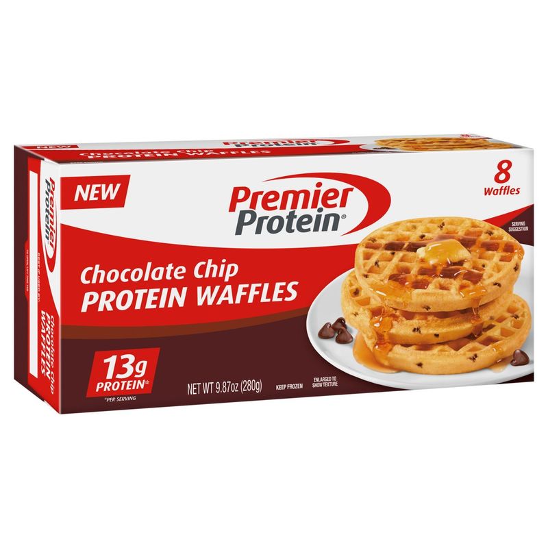 Premier Protein Chocolate Chip Protein Waffles, 8 count, 9.87 oz