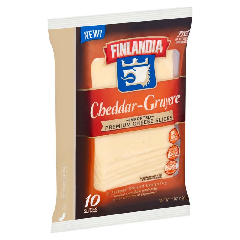 Finlandia Cheddar-Gruyere Imported Premium Cheese Slices, 10 count, 7 oz