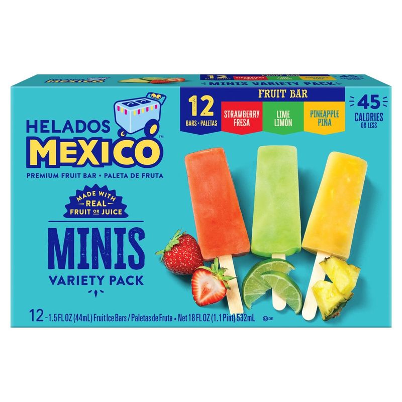 Helados Mexico Premium Fruit Bar Minis Variety Pack, 1.5 fl oz, 12 count