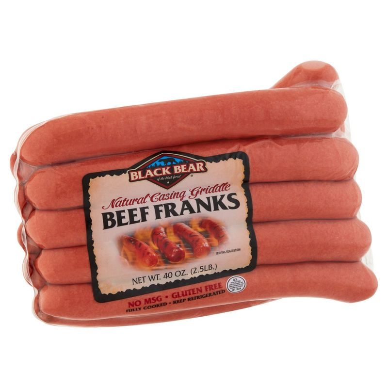 Black Bear Natural Casing Griddle Beef Franks, 40 oz
