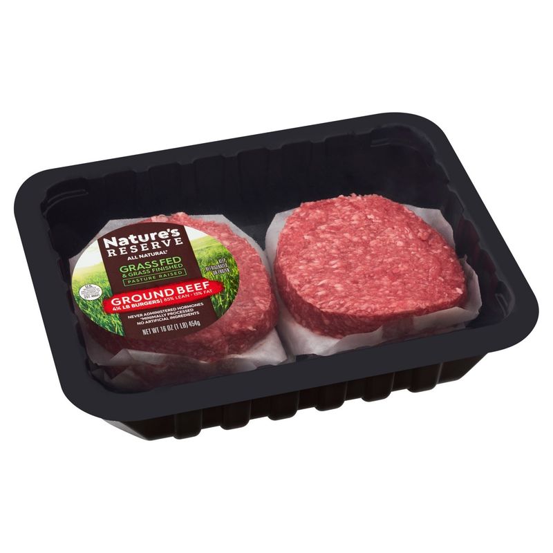 Nature's Reserve 85% Lean 15% Fat Ground Beef Burgers, 4 count, 16 oz