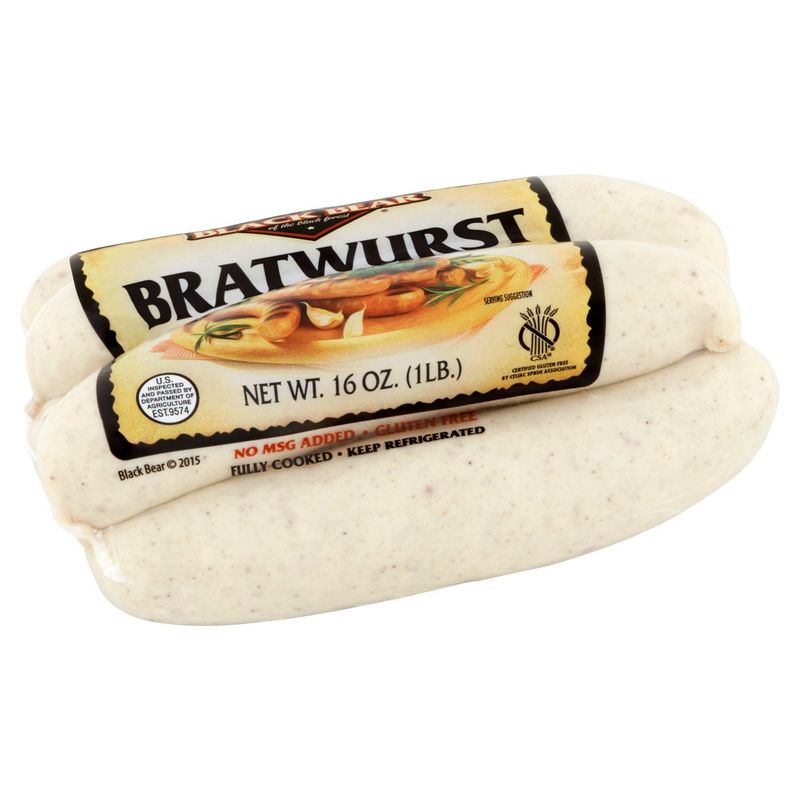Black Bear Bratwurst Sausage, 5 count, 16 oz