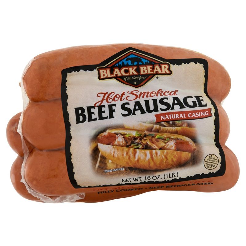 Black Bear Hot Smoked Beef Sausage, 16 oz