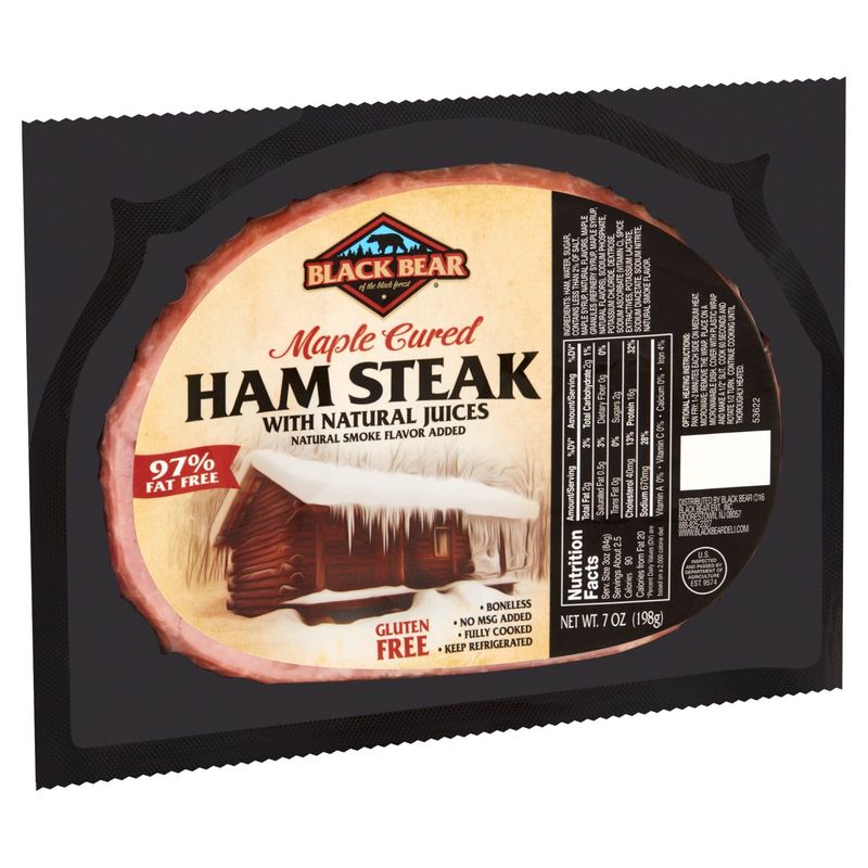 Black Bear Maple Cured Ham Steak with Natural Juices, 7 oz