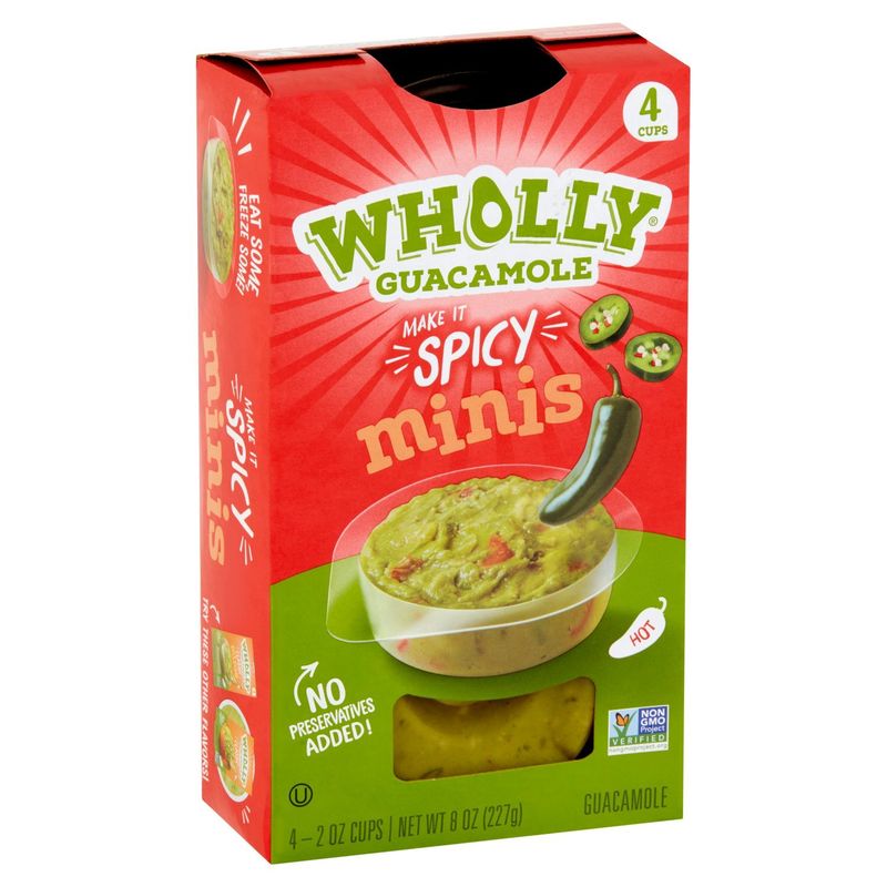 Wholly Guacamole Spicy Minis Guacamole, 2 oz, 4 count