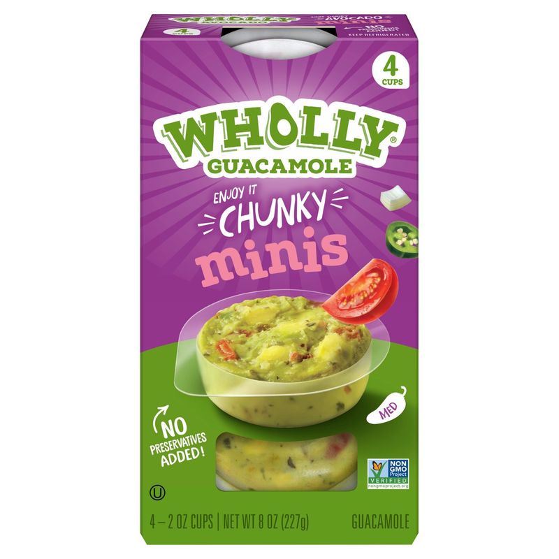 Wholly Guacamole Chunky Minis Guacamole, 2 oz, 4 count