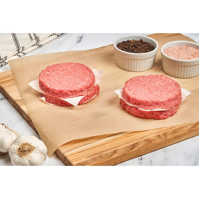 Prepacked Ground Beef Patties, 85% Lean / 15% Fat, Average Weight 1.25 lb Pack