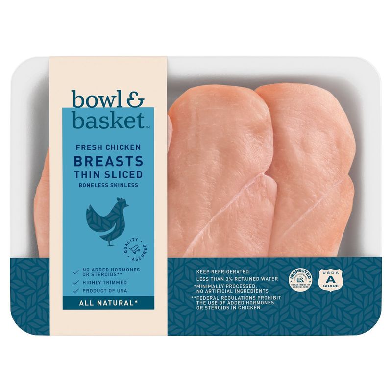 Bowl &amp; Basket Thin Sliced Boneless Skinless Fresh Chicken Breasts