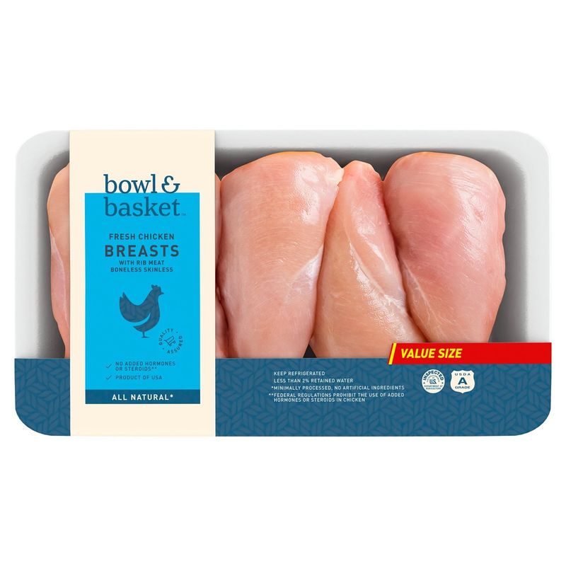 Bowl &amp; Basket Boneless Skinless Fresh Chicken Breasts with Rib Meat Value Size
