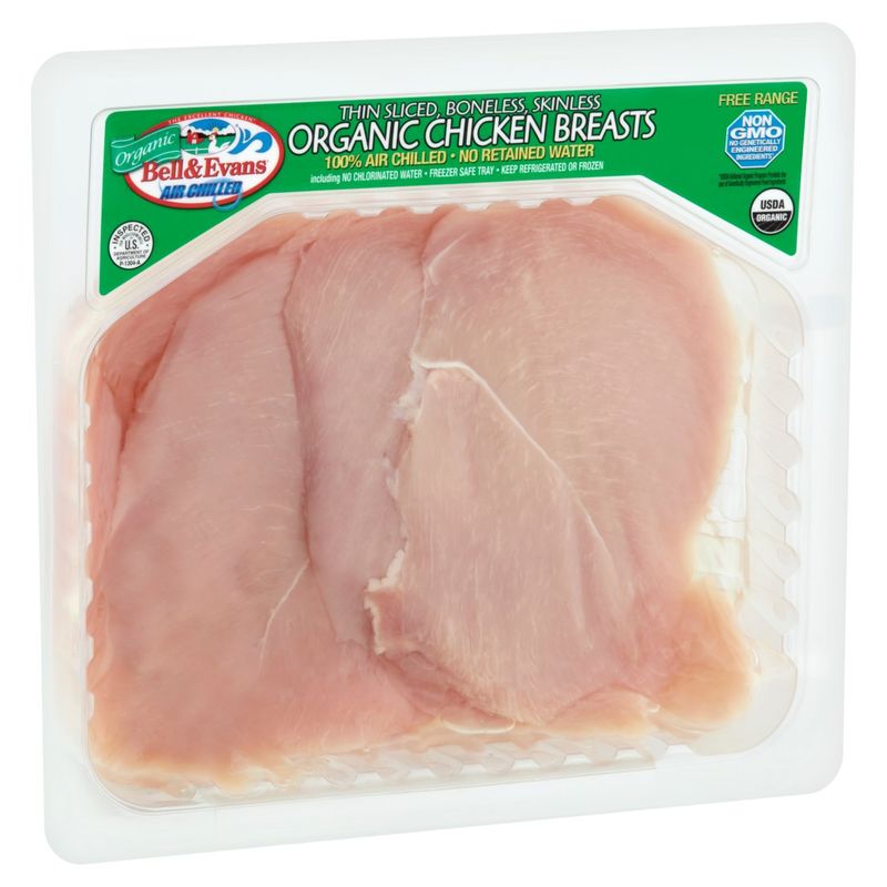 Bell &amp; Evans Thin Sliced, Boneless, Skinless Organic Chicken Breasts