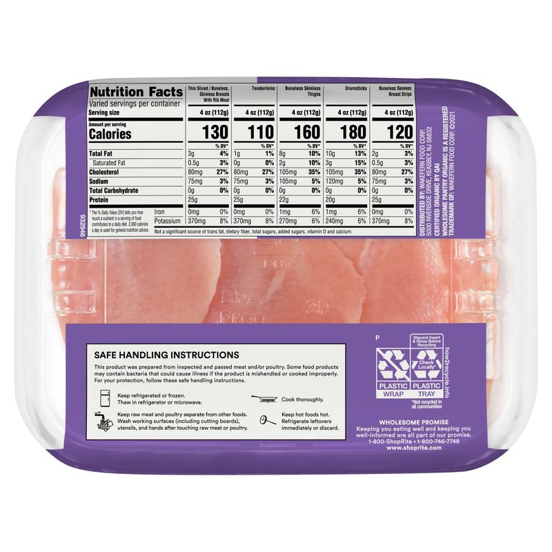 Wholesome Pantry Organic Fresh Chicken Thin Sliced/Boneless Skinless Breasts with Rib Meat
