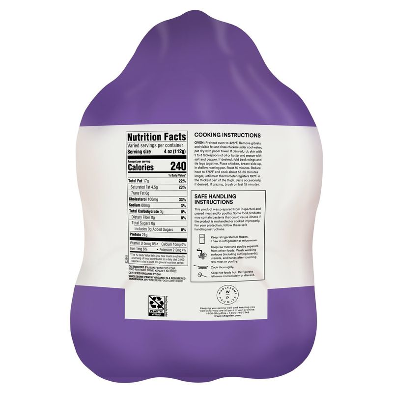 Wholesome Pantry Organic Fresh Young Whole Chicken with Giblets