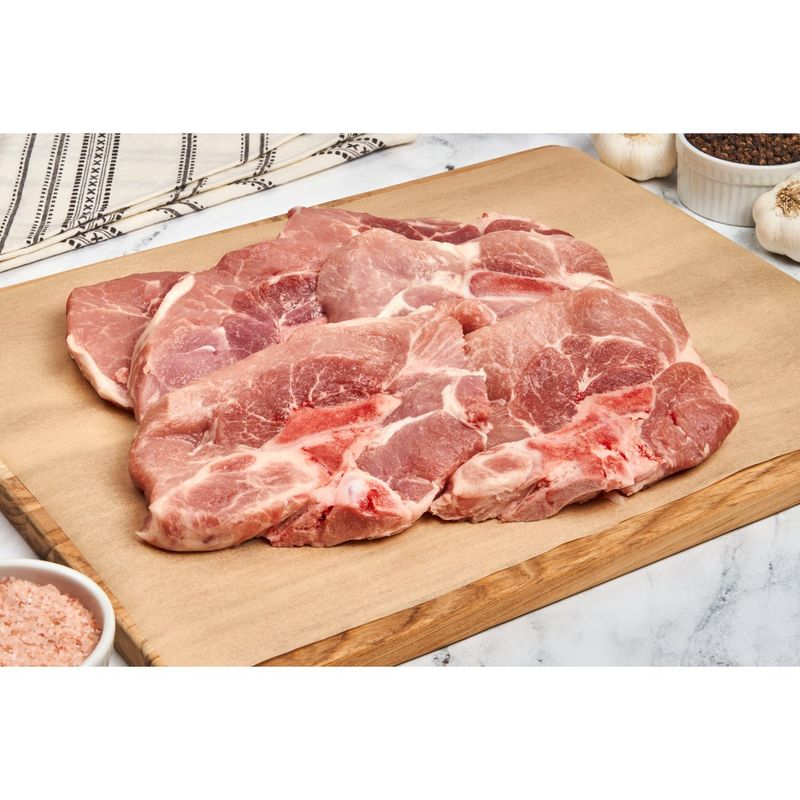 Fresh Loin End Pork Loin Chops, Bone In, Family Pack, Average Weight 3 lb Pack