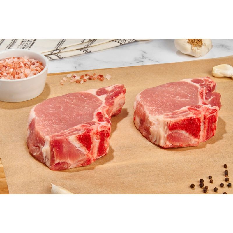Fresh Center Cut Pork Loin Chops for Stuffing, Bone In, Average Weight 1.5 lb Pack