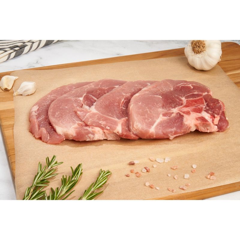 Fresh Loin End Pork Loin Chops, Bone In, Thin Sliced, Average Weight 1.5 lb Pack