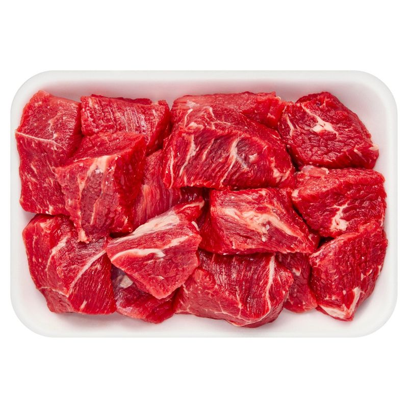 USDA Choice Chuck Stew Meat, Boneless, Average Weight 1.25 lb Pack