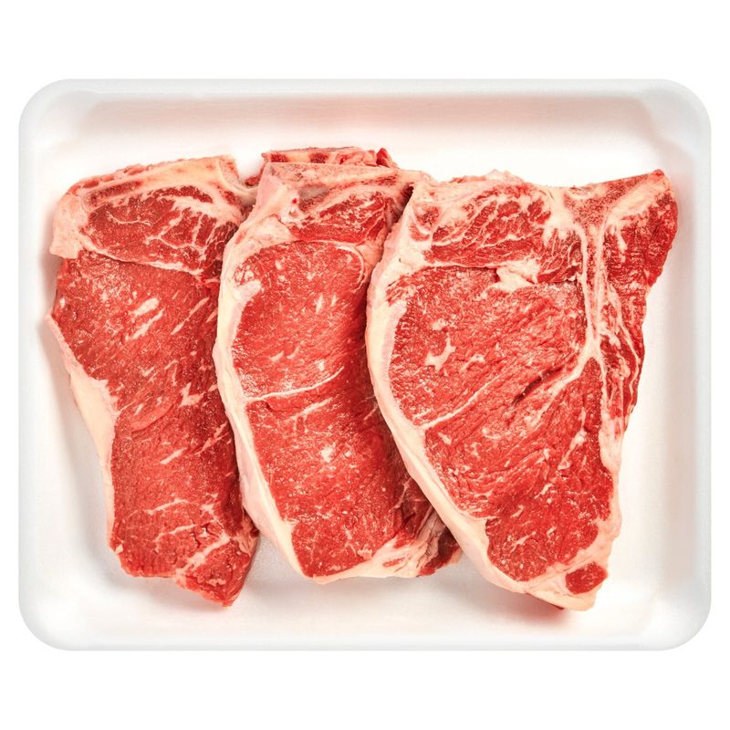USDA Choice Beef T-Bone Steak, Bone In, Family Pack, Average Weight 3 lb Pack