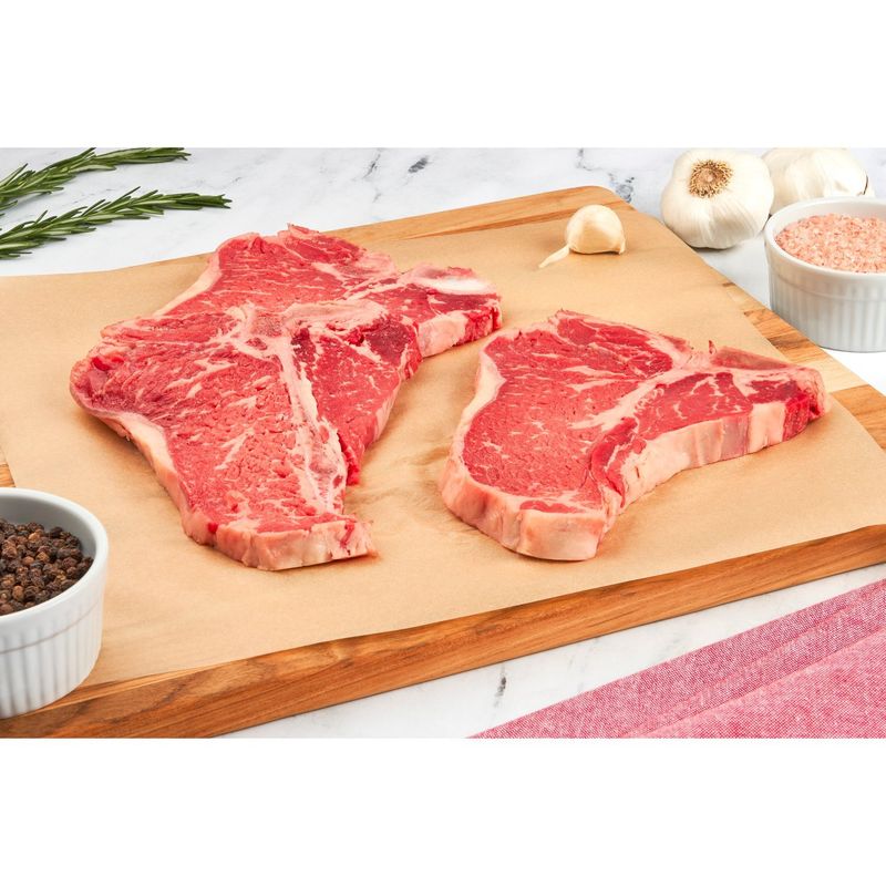 USDA Choice Beef Loin T-Bone Steaks, Thin Sliced, Average Weight 1.25 lb Pack