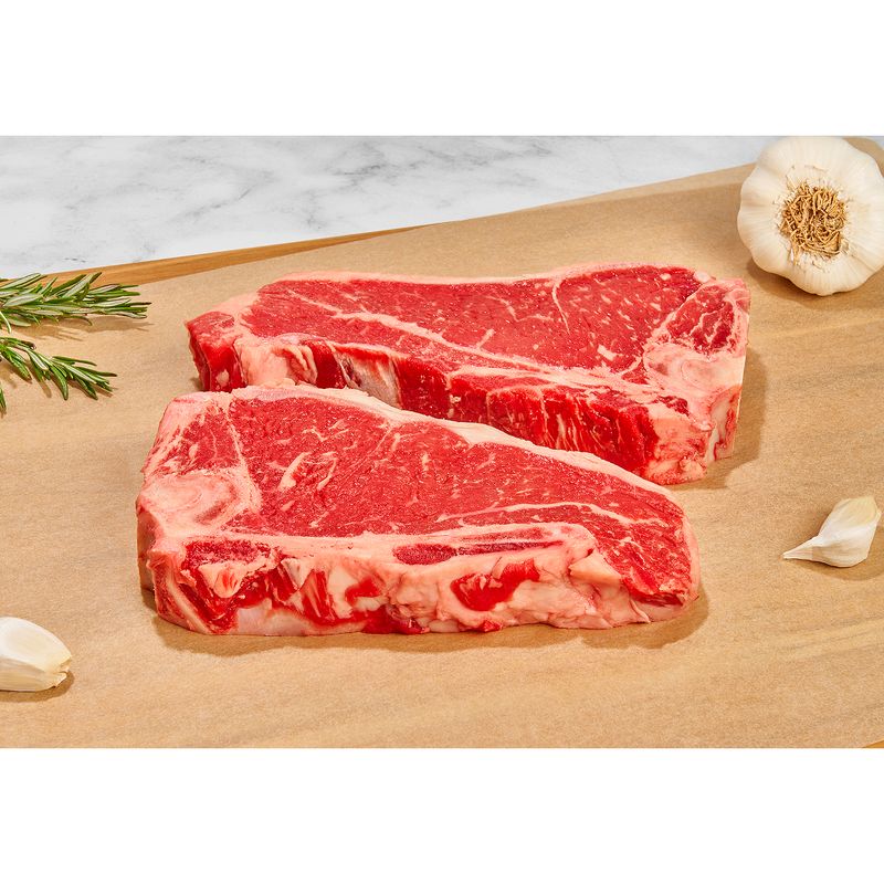 USDA Choice Beef Loin New York Strip Steak, Bone In, Average Weight 2 lb Pack