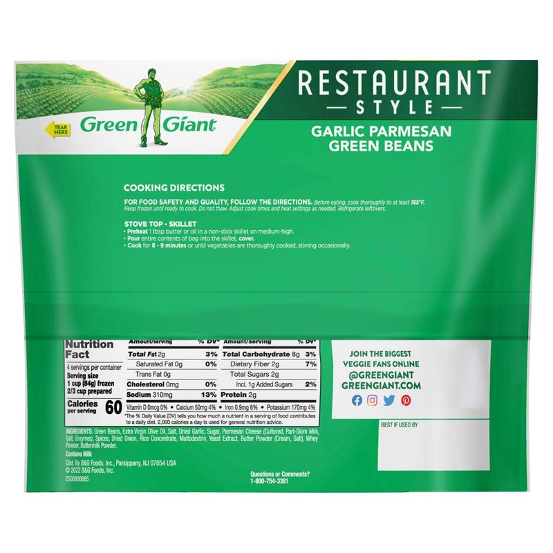 Green Giant Restaurant Style Garlic Parmesan Green Beans, 12 oz