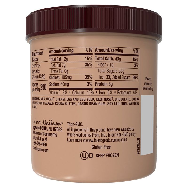 Talenti Belgian Chocolate Gelato, one pint