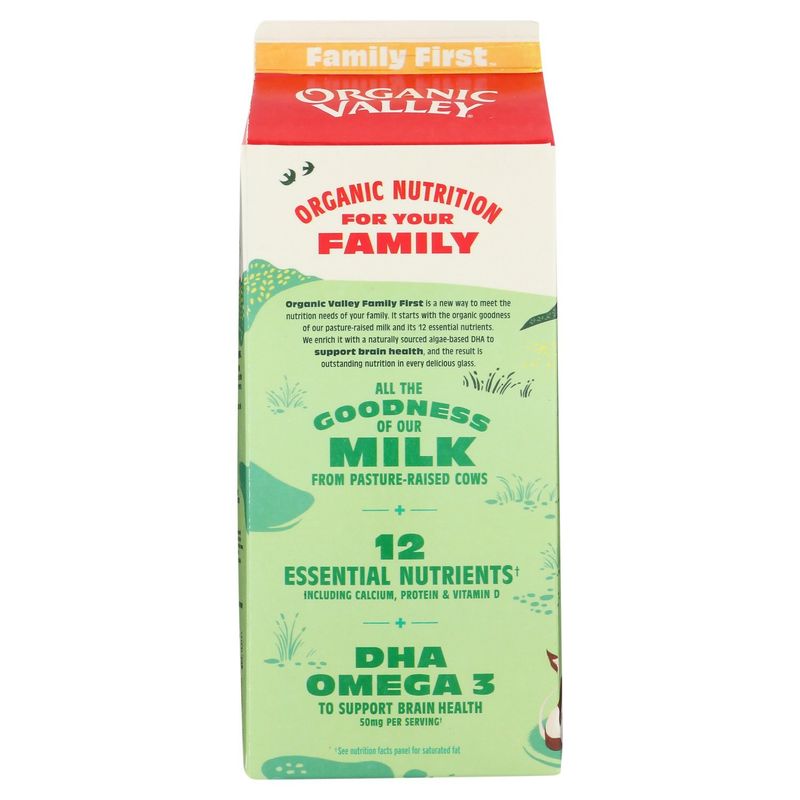 Organic Valley, Omega 3 DHA Whole Organic Milk, Family First, 64 oz