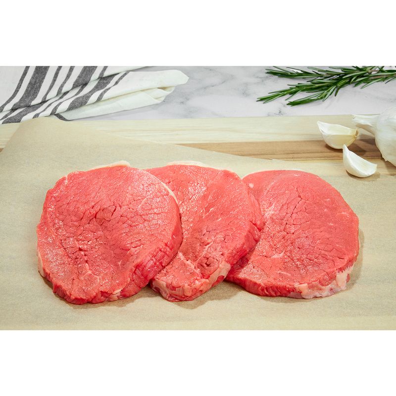 USDA Choice Beef Eye Round Steak, Boneless, Average Weight 1.25 lb Pack