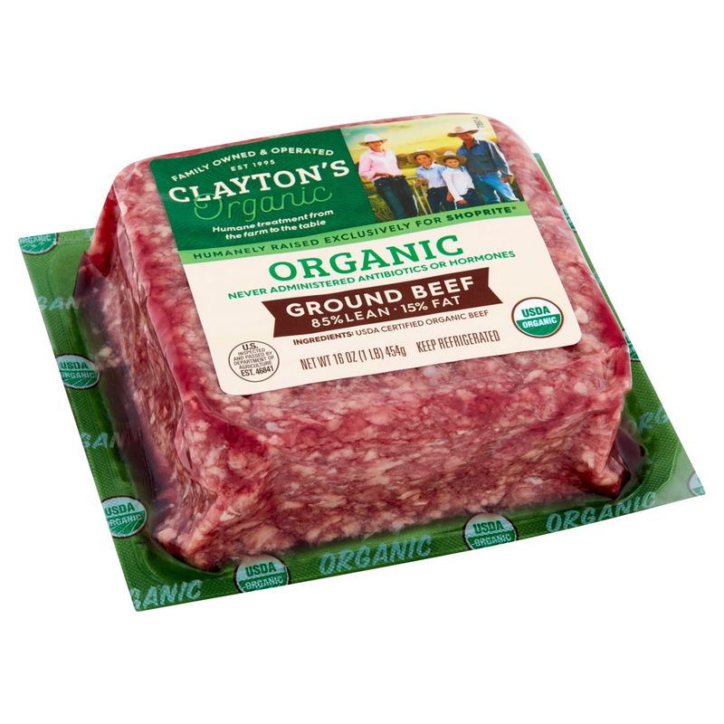 Clayton's Organic 85% Lean 15% Fat Organic Ground Beef, 16 oz