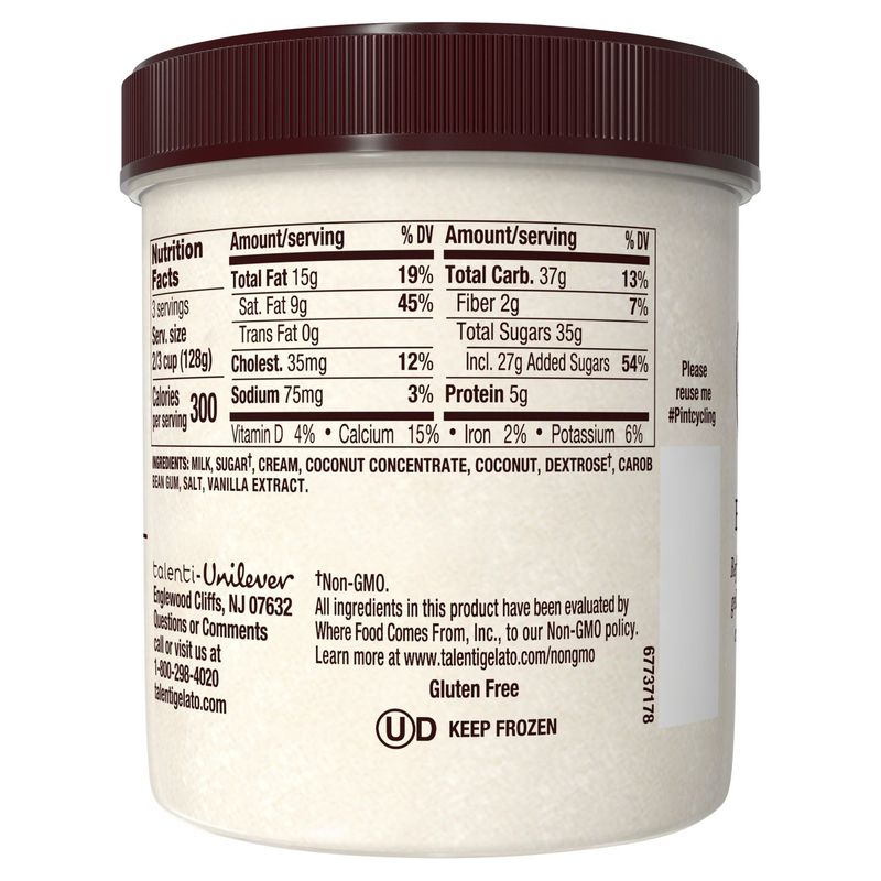 Talenti Caribbean Coconut Gelato, one pint