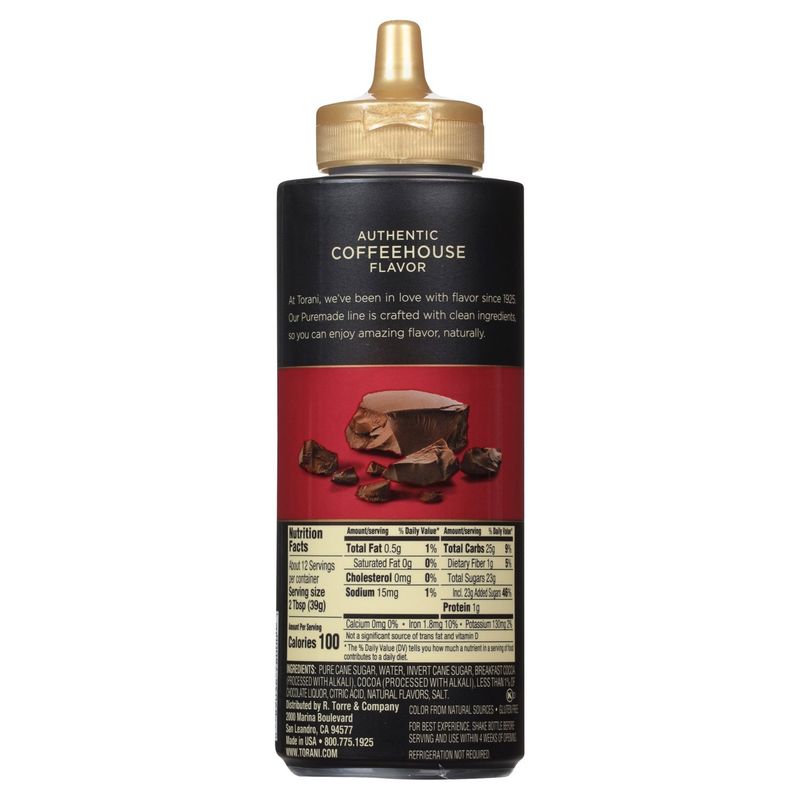 Torani Dark Chocolate Puremade Sauce, 16.5 oz