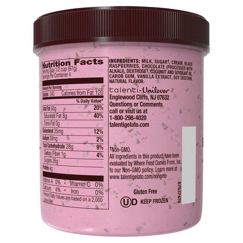 Talenti Gelato Black Raspberry Chocolate Chip 1 pint