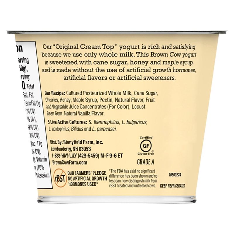 Brown Cow Cream Top Cherry Vanilla Whole Milk Yogurt 5.3 oz. Cup