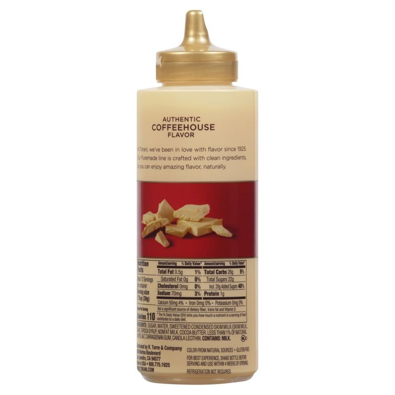 Torani White Chocolate Flavored Puremade Sauce, 16.5 oz