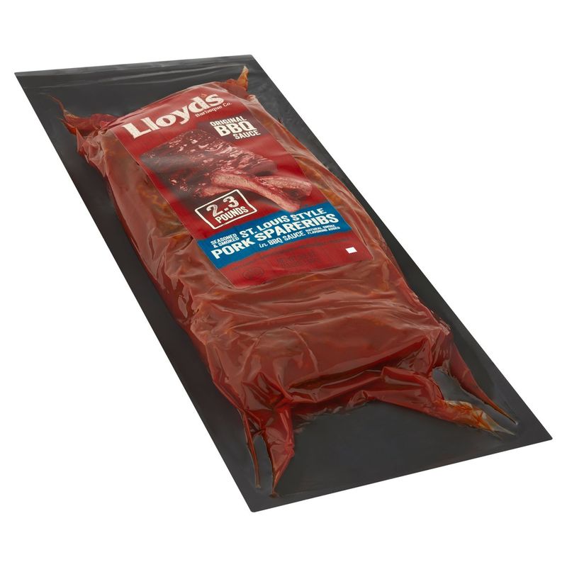 Lloyd's Barbeque Co. Seasoned &amp; Smoked St. Louis Style Pork Spareribs in BBQ Sauce, 36.8 oz