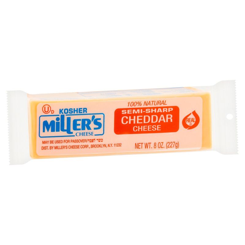 Miller's Kosher Semi-Sharp Cheddar Cheese, 8 oz