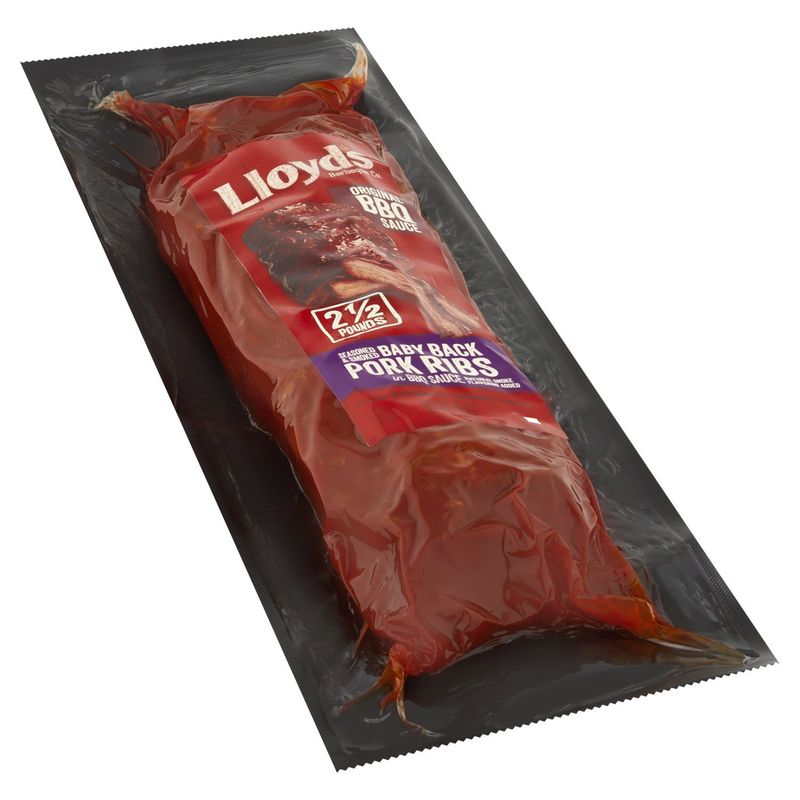 Lloyd's Barbeque Co. Seasoned &amp; Smoked Baby Back Pork Ribs in BBQ Sauce, 40 oz