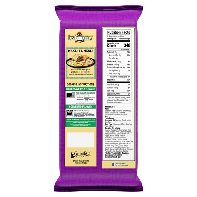 Las Campanas Beef &amp; Bean Chimichangas, 8 count, 32 oz