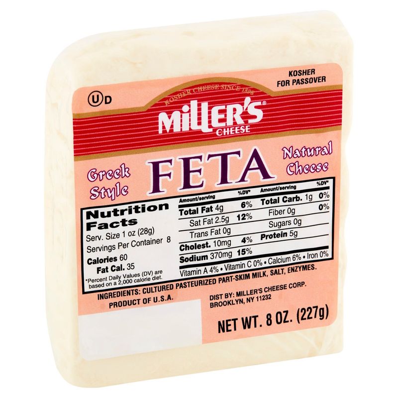 Miller's Greek Style Feta Natural Cheese, 8 oz