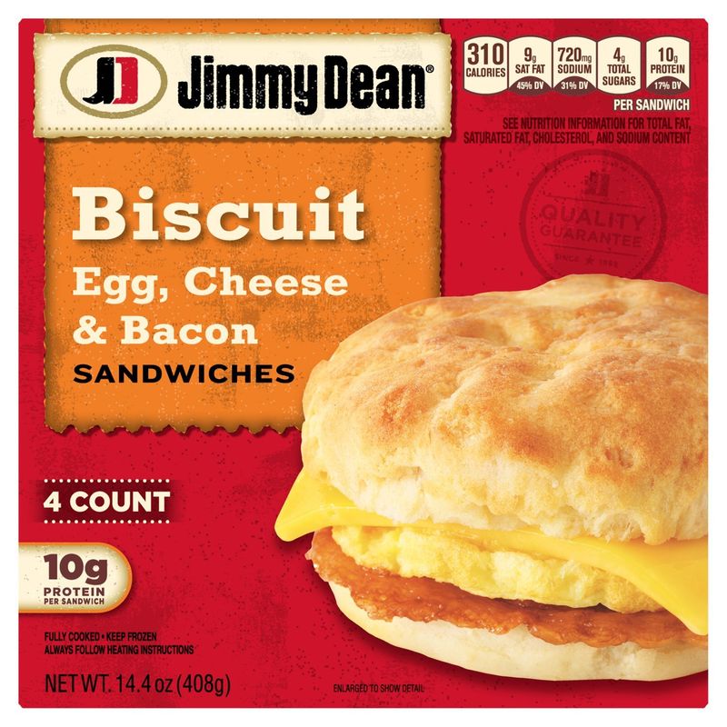 Jimmy Dean Egg, Cheese &amp; Bacon Biscuit Sandwiches, 4 count, 14.4 oz